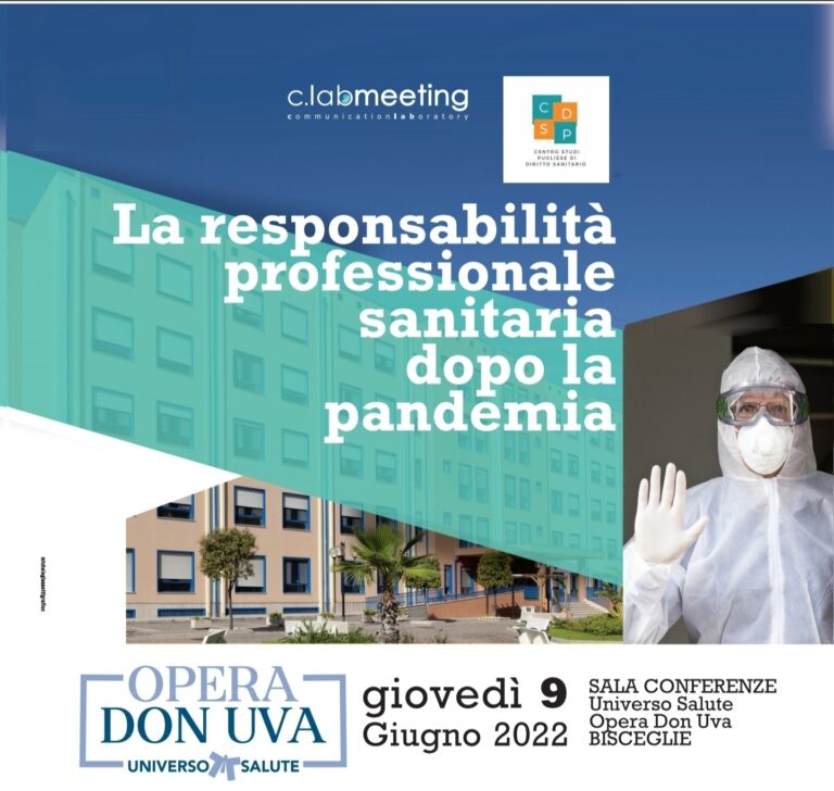 “La responsabilità professionale sanitaria dopo la pandemia”, importante convegno a Bisceglie