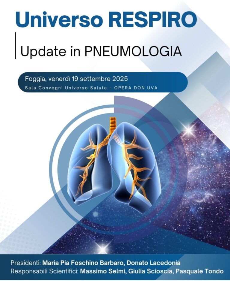 “UNIVERSO RESPIRO, UPDATE IN PNEUMOLOGIA”: IMPORTANTE CONVEGNO A FOGGIA