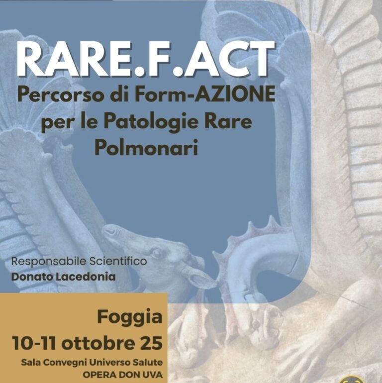 RARE.F.ACT, A FOGGIA DUE GIORNATE DI STUDIO SULLE PATOLOGIE POLMONARI RARE