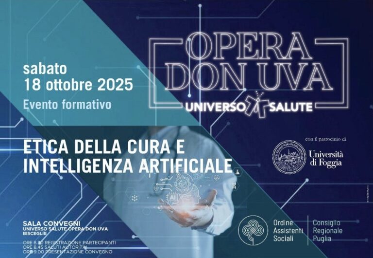 ETICA DELLA CURA E INTELLIGENZA ARTIFICIALE: SABATO IMPORTANTE CONVEGNO A BISCEGLIE