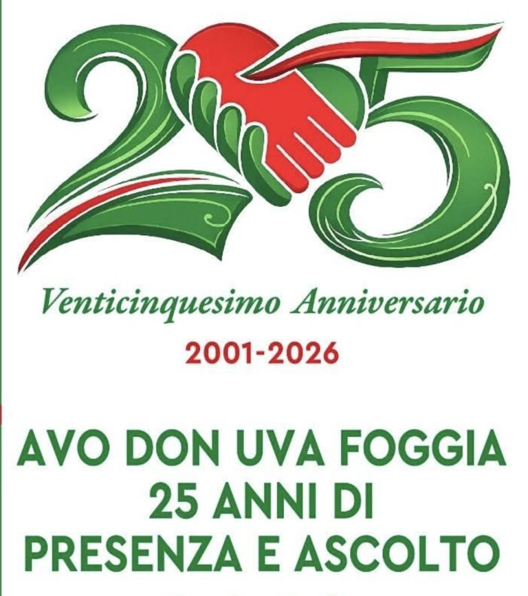 L’AVO DON UVA FOGGIA CELEBRA “25 ANNI DI PRESENZA E ASCOLTO”