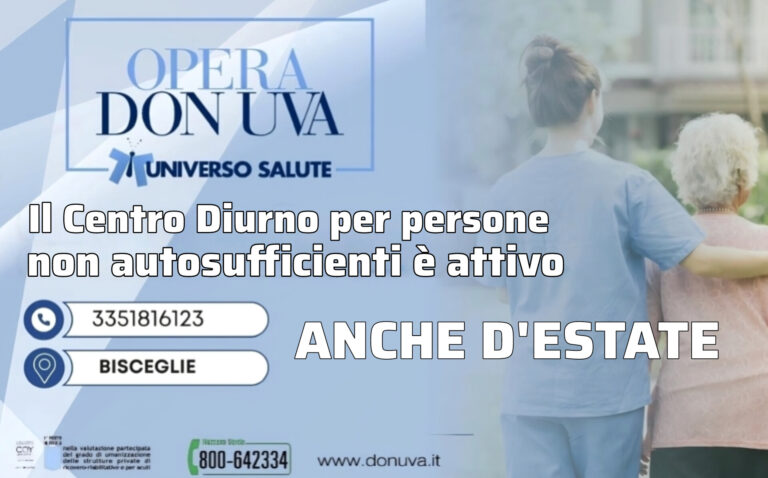 UNIVERSO SALUTE BISCEGLIE, PROSEGUE ANCHE IN ESTATE L’ATTIVITÀ DEL CENTRO DIURNO